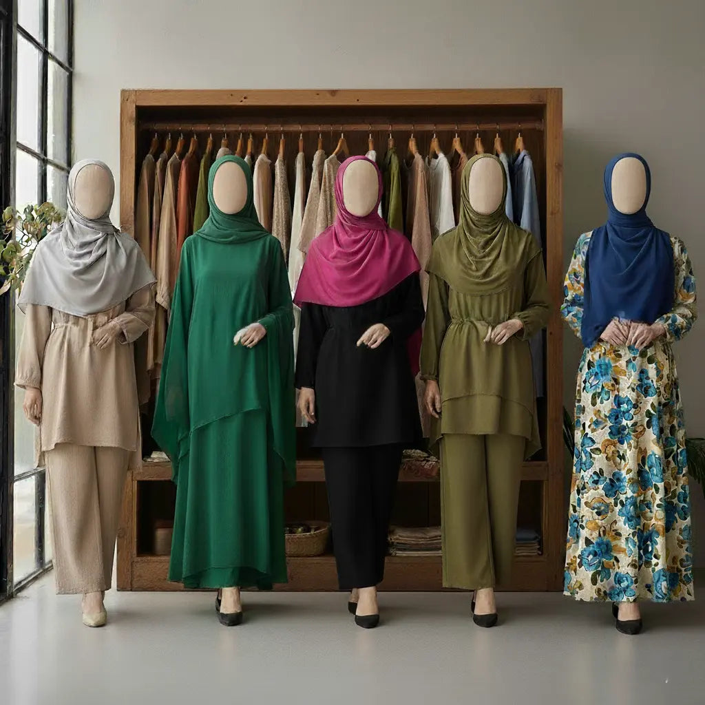 slim fit dress slacks Green hijab Dress  Solistta