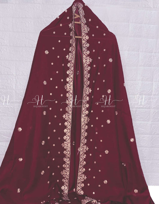 Embroided Chadars - FL - Maroon