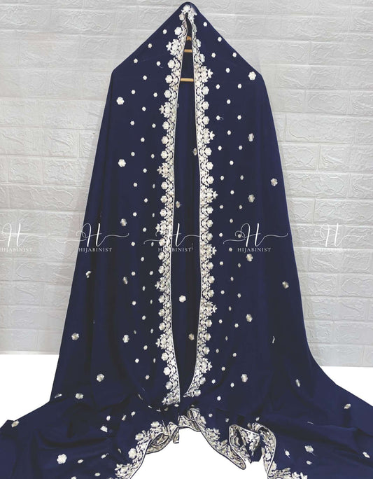 Embroided Chadars - FL - Navy Blue