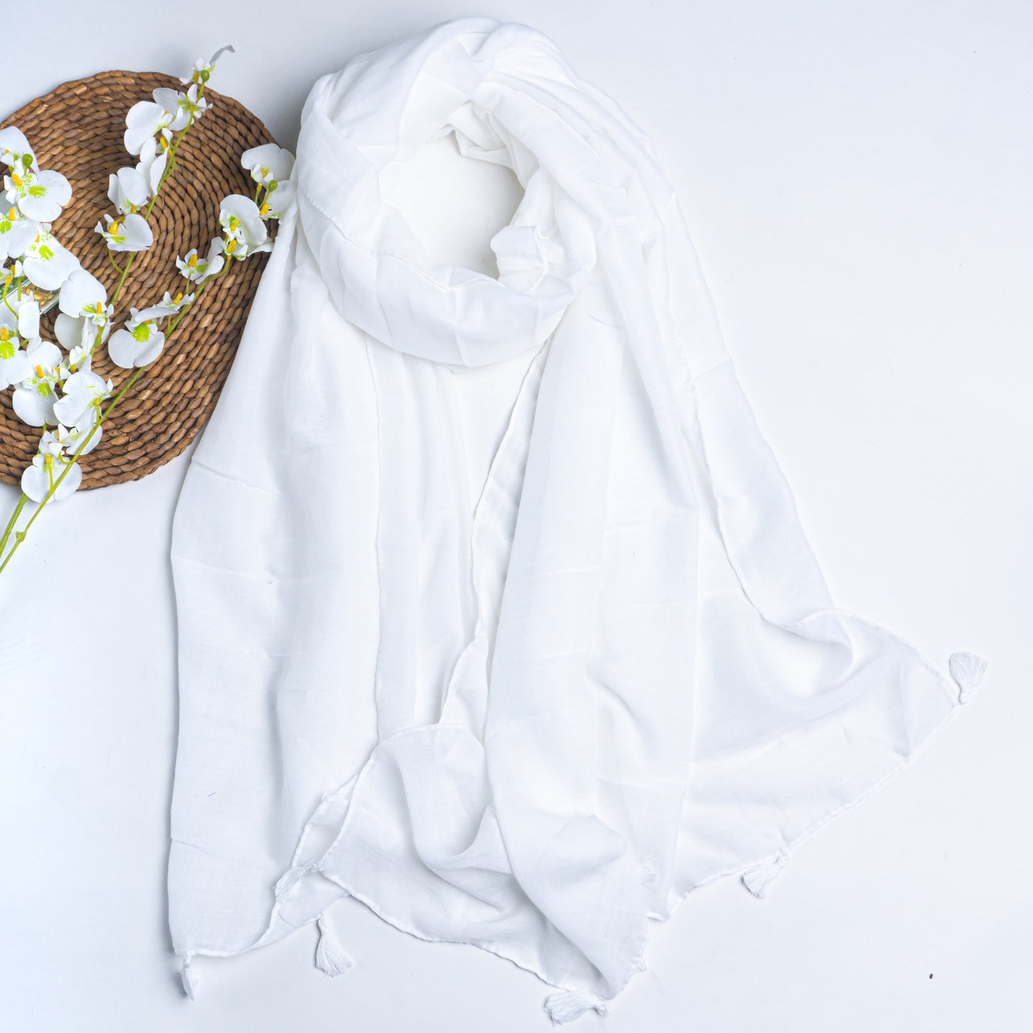 White - Tassels Hijabs