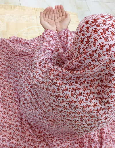 Best quality namaz chadar with stitched sleeves, lightweight, airy, summer-friendly, and ready to wear. Comfortable and affordable prayer khimar