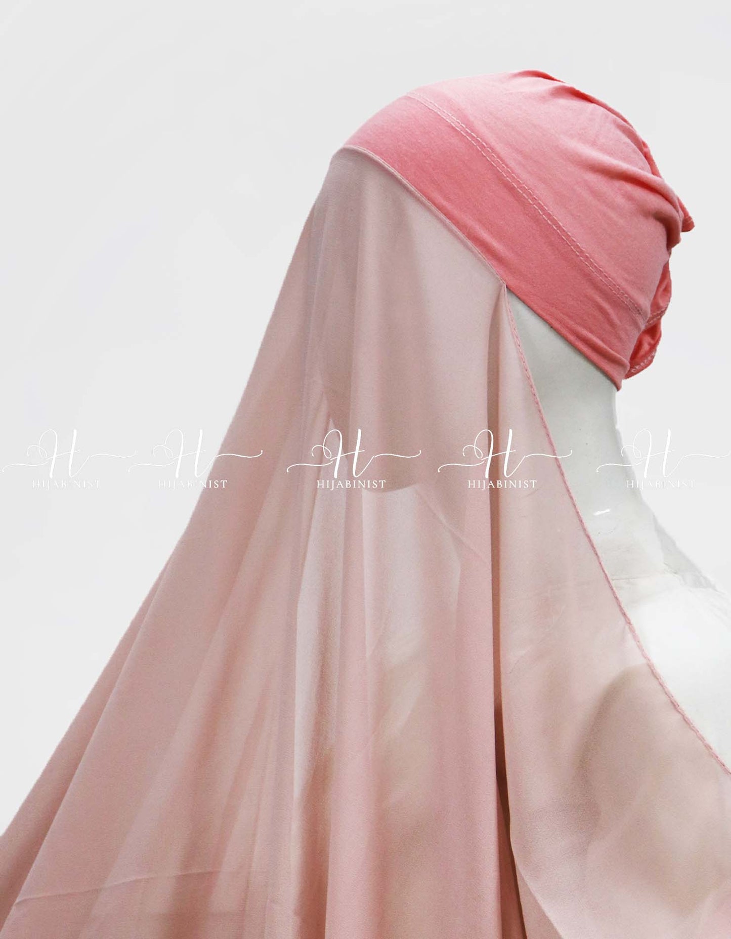 Instant Georgette Hijab With Attached Cap - Blush