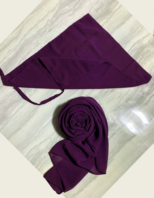 Hijab And Niqab Set - Deep Plum