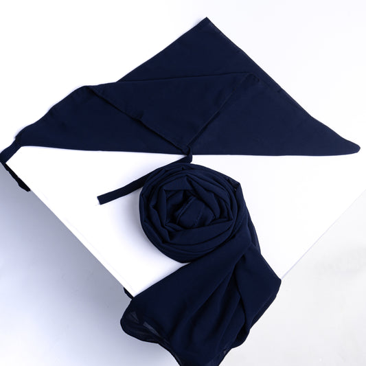 Hijab And Niqab Set - Navy Blue