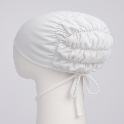 bonnet hijab cap in white color, soft and breathable fabric.
