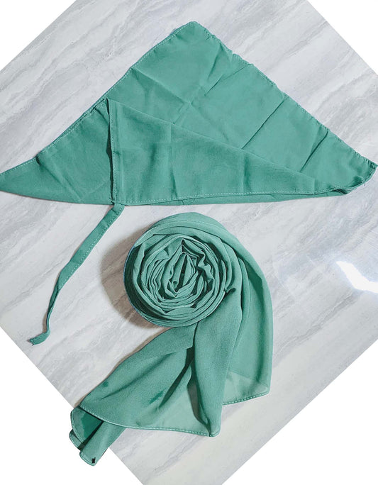 Hijab And Niqab Set - Sage Green